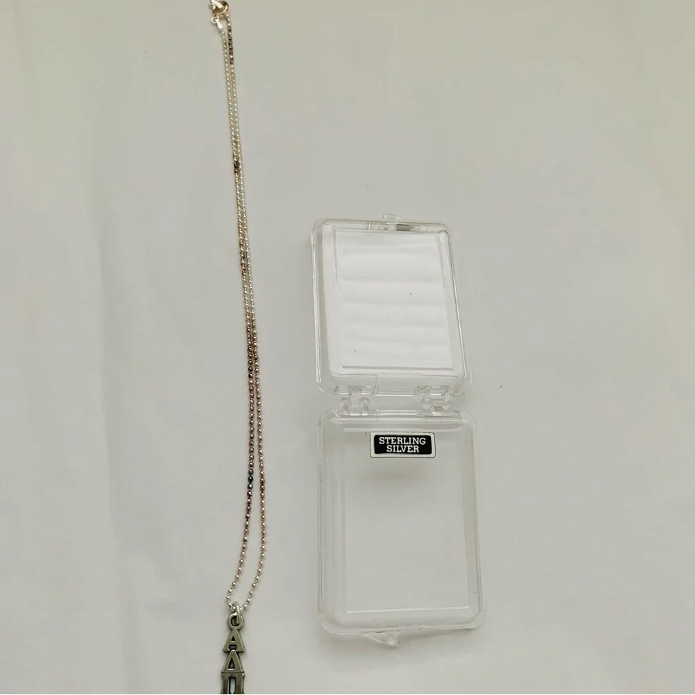 STERLING SORORITY Alpha Delta Pi Vertical Silver Necklace ADPI NIB VINTAGE